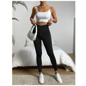 NWOT | Shein | Cross Front High Rise Leggings | Small | Black